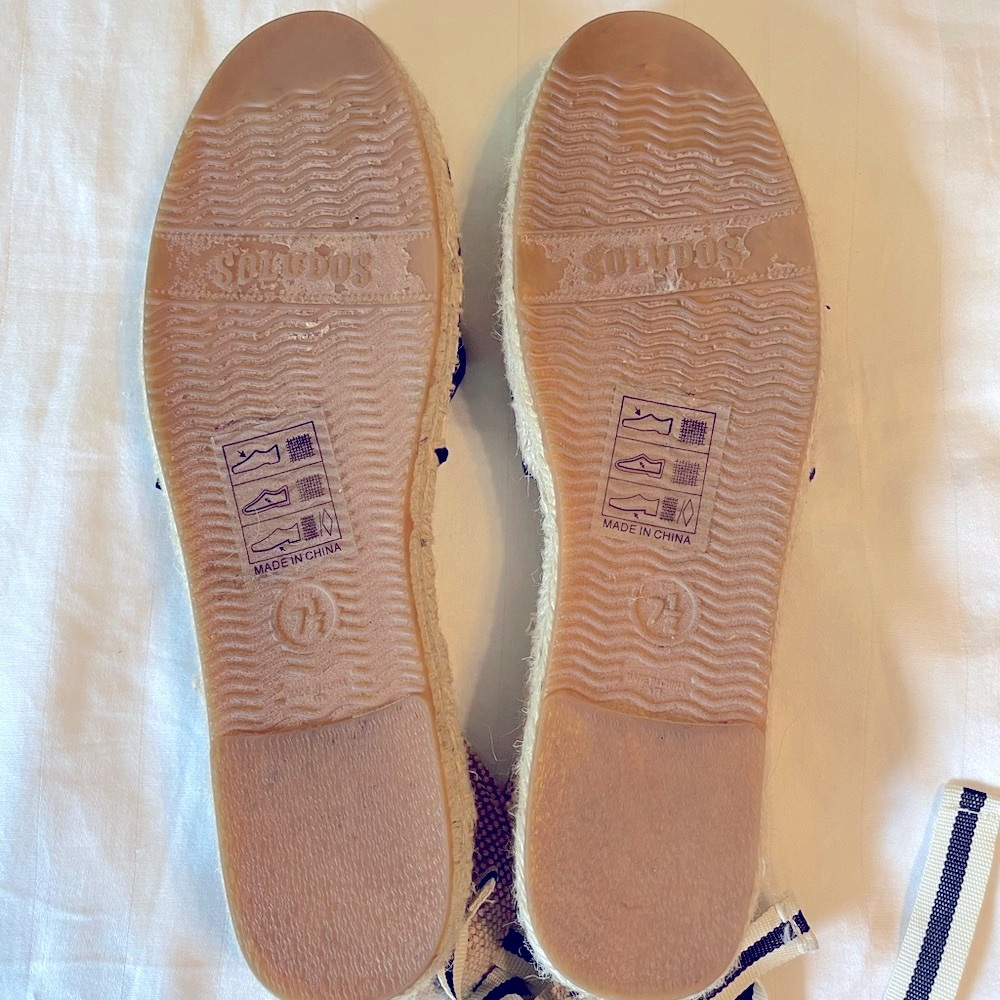 Soludos stripe canvas ankle tie espadrille sandals - Picture 7 of 7